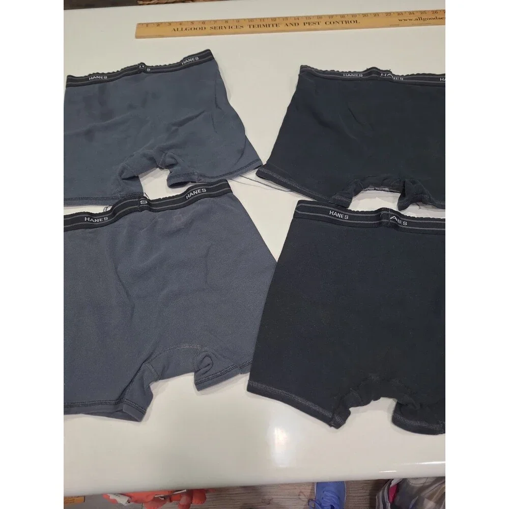 Set Of 4 Hanes boxer Brief Short Black Amd Grey Size Medium Used B26